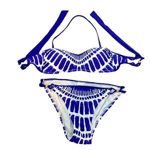 Trina Turk Blue/White Two Piece Bikini